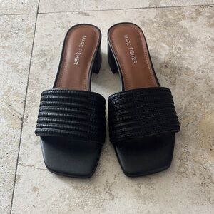 Marc Fisher Black Textured Mules sandals
